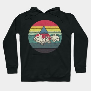 Funny Koi Fish With Shark Fin Retro Sunset Rainbow Color Hoodie